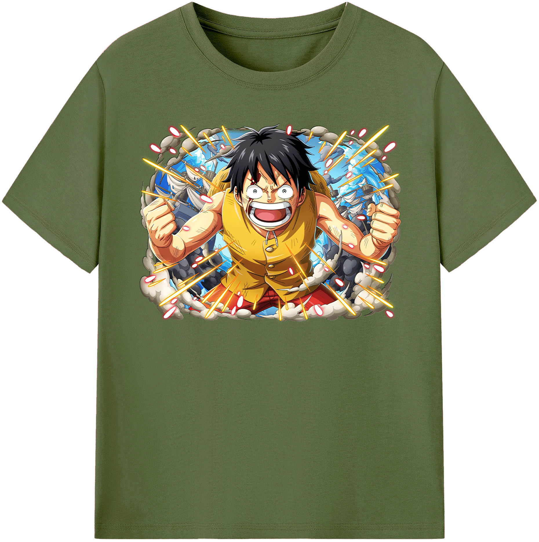 ワンピース モンキー・D・ルフィ ONE PIECE Monkey D. Luffy 綿100％半袖Tシャツ（フロントプリント）